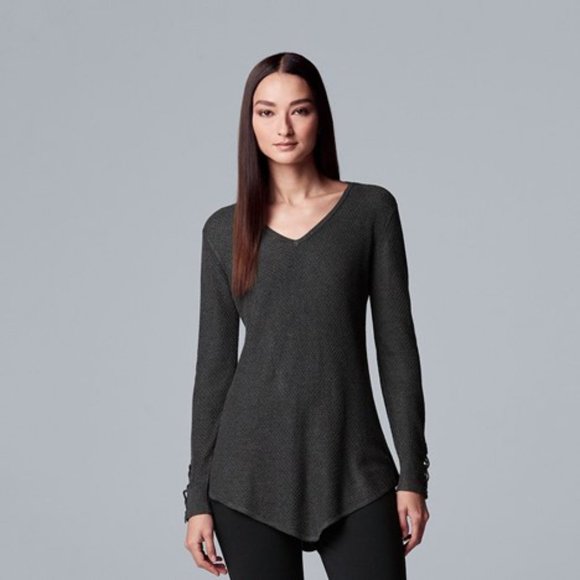 Simply Vera Vera Wang Lace-Up Asymmetrical V-Neck - Picture 1 of 5